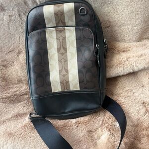 Coach Signature Black and Brown Messenger Bag